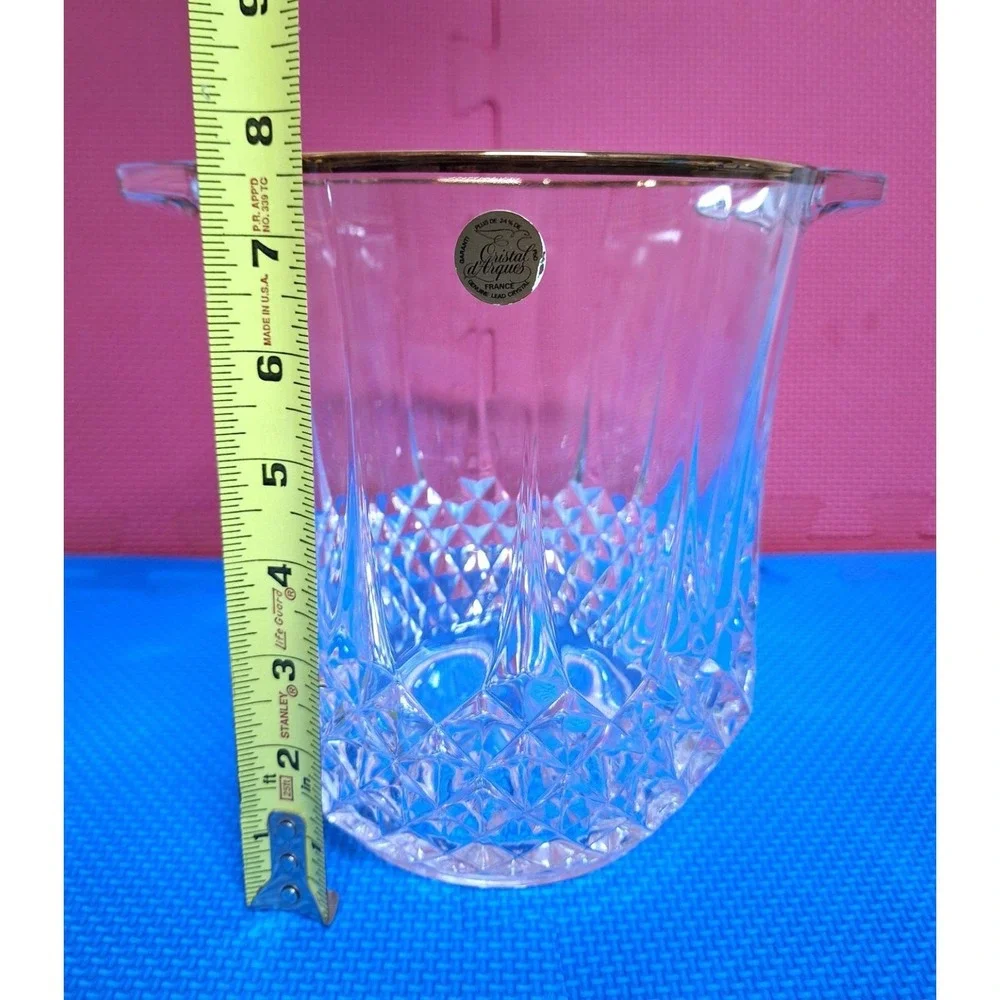 Cristal D'Arques Crystal Ice Bucket With Gold Rim France Vintage Discontinued